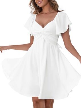 NWT White V-Neck Mini Dress